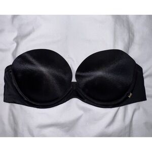 Victoria's Secret Lined Strapless Black Bra Size 32C Underwire Plunge